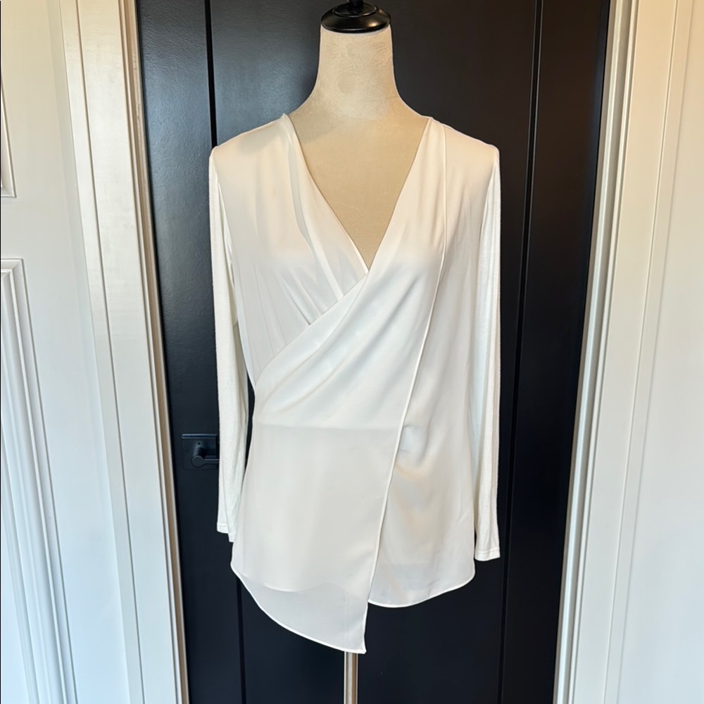 Lola & Sophie Cream Asymmetrical Wrap Blouse